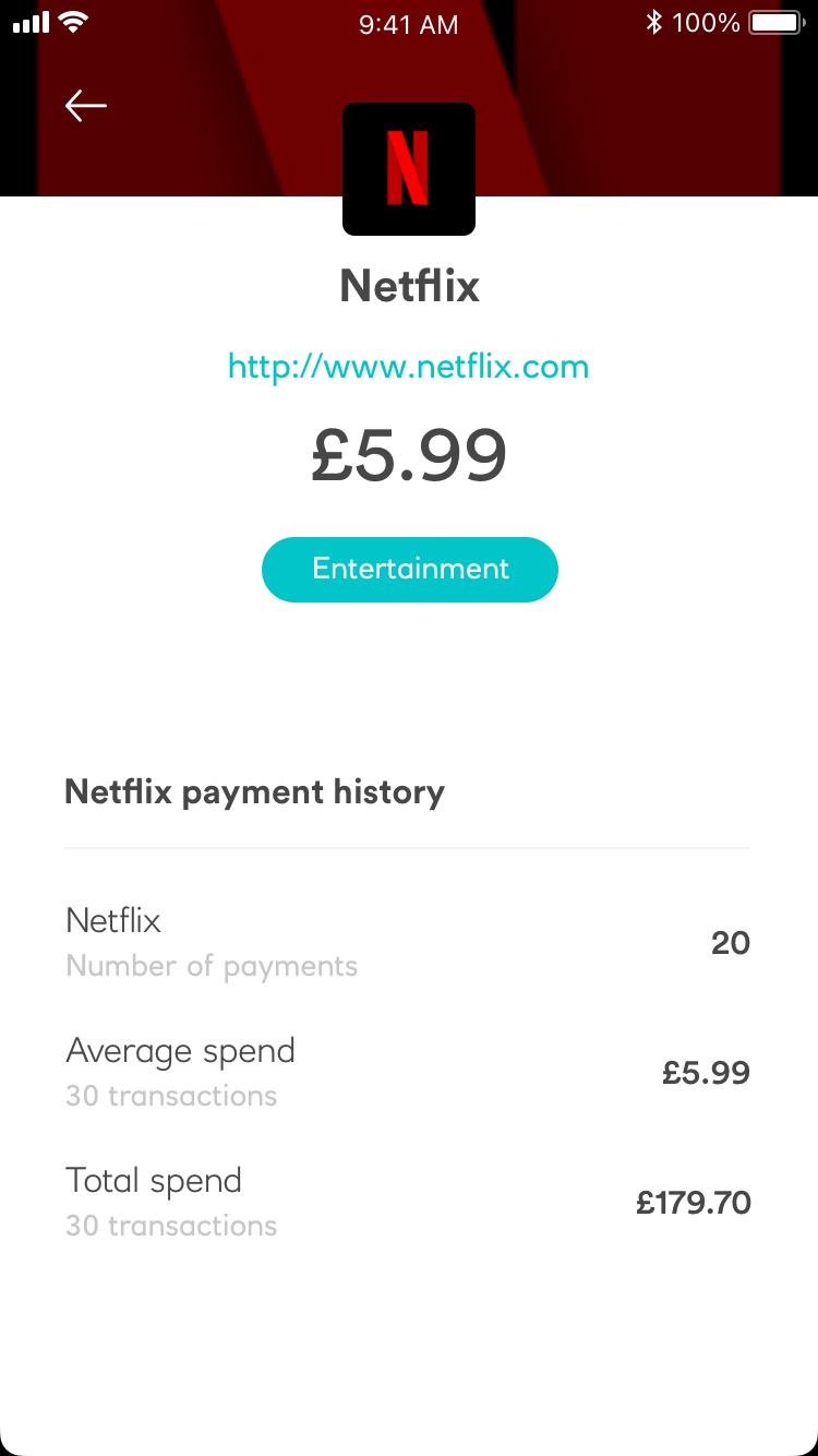 Teal mobile app showing customer account details