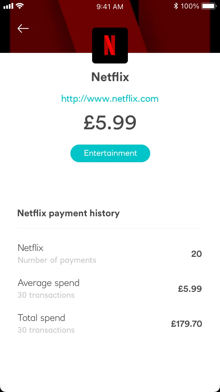 Teal mobile app showing customer account details