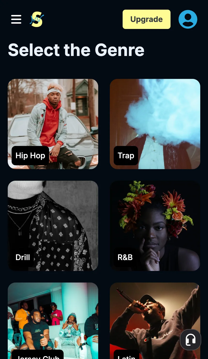 Soundraw AI mobile view of generated hip hop tracks