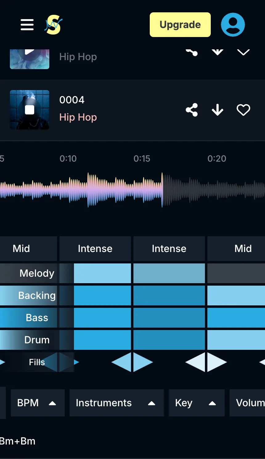 Soundraw AI account screen showing usage stats