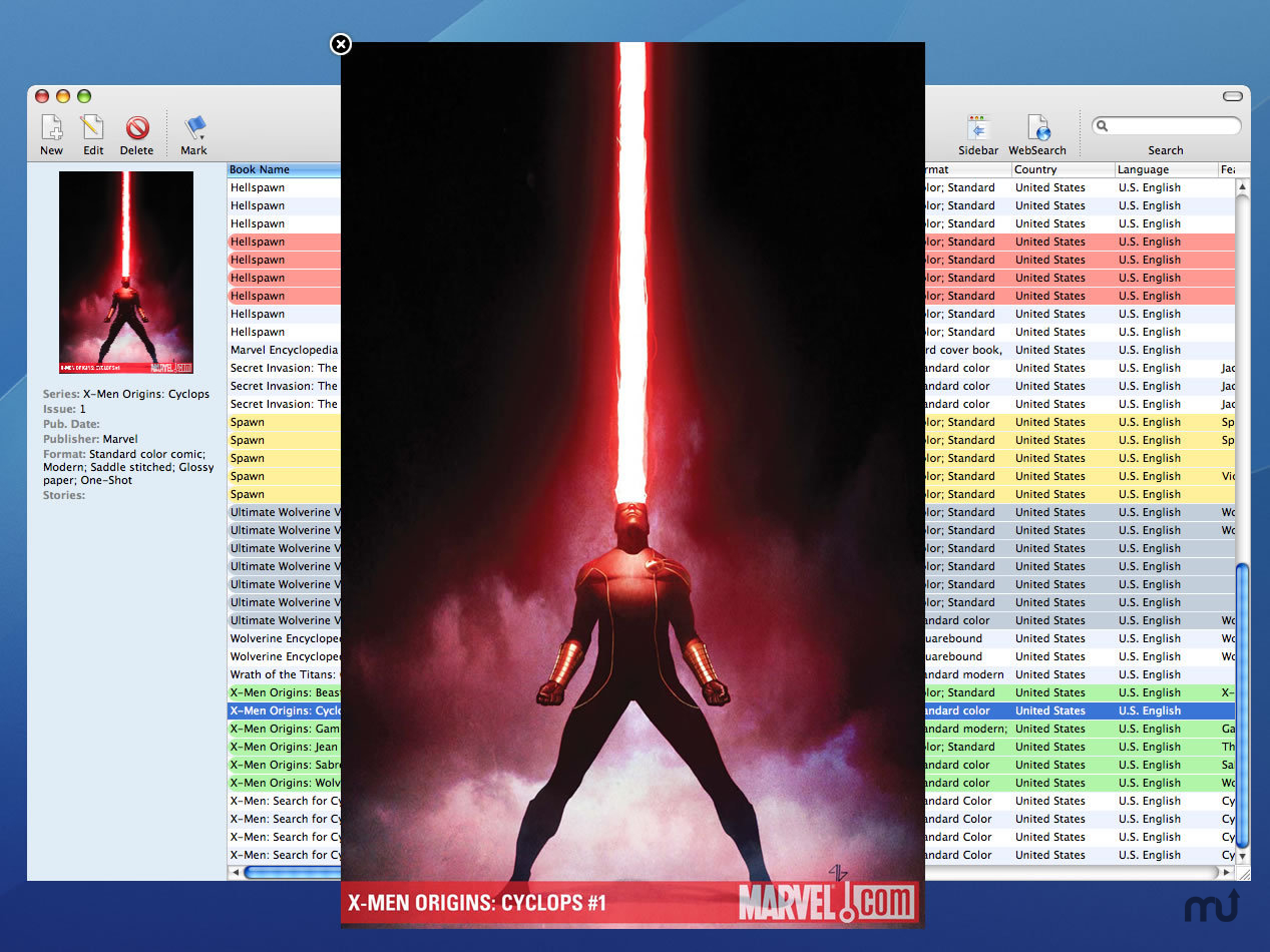COMICS Mac OS X app library and collection overview
