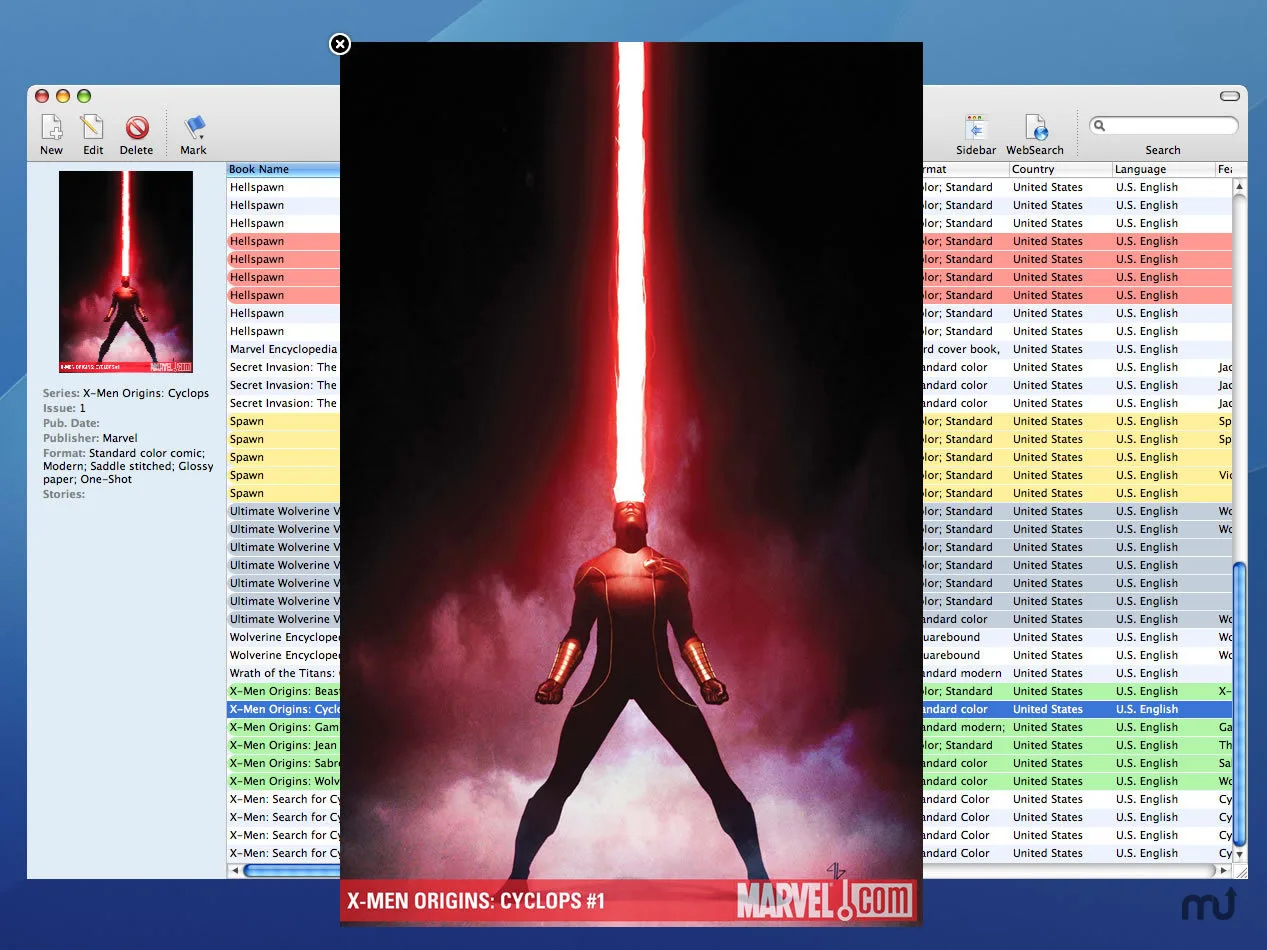 COMICS Mac OS X app library and collection overview