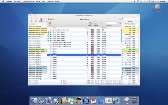 COMICS app catalog browsing and organization screen